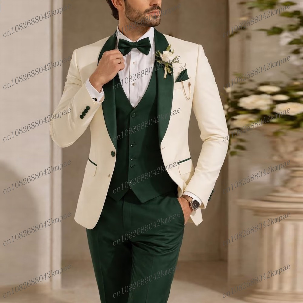 New Ivory And Dark Green Forma - Men'S Grooming Jacket review and price