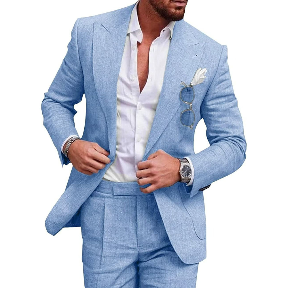 Linen Man  Suit 2Pcs Suit Summ - Men'S Grooming Jacket review and price