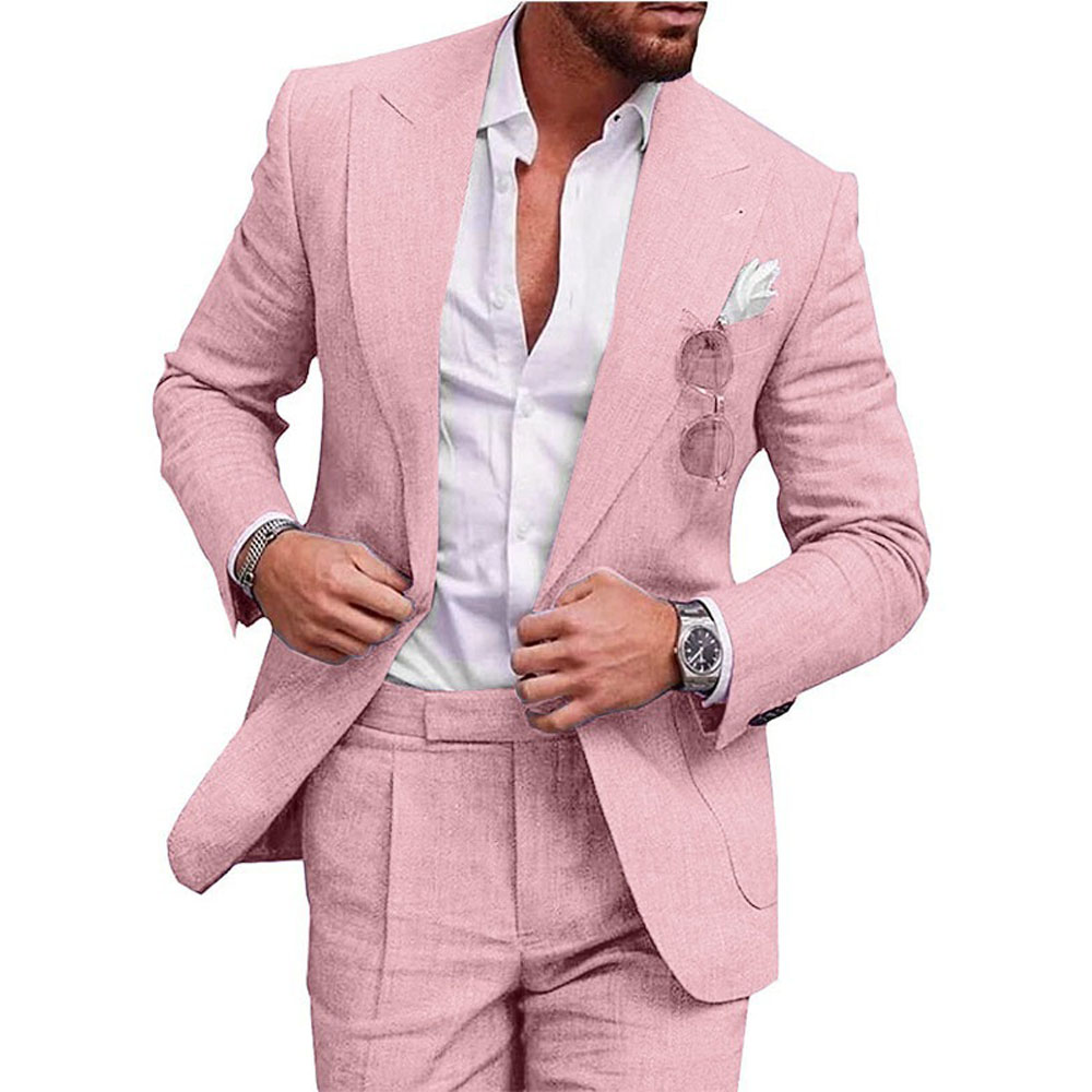 Linen Man  Suit 2Pcs Suit Summ - Men'S Grooming Jacket review and price